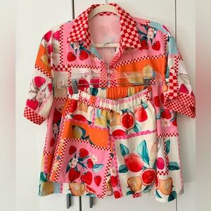 Fruit-Print Shirt & Shorts Beach Set